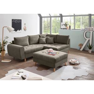 ED EXCITING DESIGN Ecksofa "Alice L-Form", (Set), mit Hocker, Rückenkissen, Zierkissen, frei im Raum stellbar