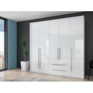 Places of Style Drehtürenschrank "Piano", weiß, verschiedene Breiten mit 2 Schubladen, inklusive Beleuchtung