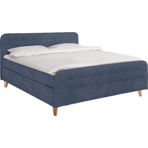 TOM TAILOR HOME Boxspringbett "NORDIC BOX", mit Knopfheftung im Kopfteil und Fußteil, Füße in Buche natur
