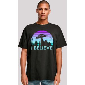 F4NT4STIC T-Shirt "I BELIEVE UFO Alien Raumschiff Retro", Premium Qualität