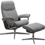 Stressless Relaxsessel "Consul", (Set, Relaxsessel mit Hocker), mit Hocker, mit Cross Base, Größe S, M & L, Holzakzent Braun