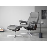 Stressless Relaxsessel "Consul", (Set, Relaxsessel mit Hocker), mit Hocker, mit Cross Base, Größe S, M & L, Holzakzent Braun