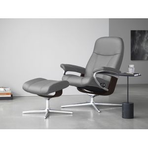 Stressless Relaxsessel "Consul", (Set, Relaxsessel mit Hocker), mit Hocker, mit Cross Base, Größe S, M & L, Holzakzent Braun