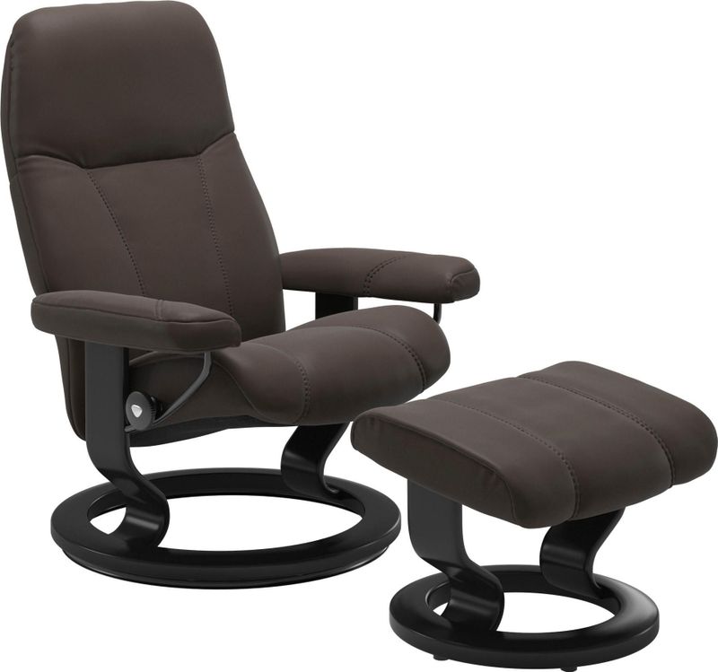 Stressless Relaxsessel "Consul", (Set, Relaxsessel mit Hocker), mit Hocker, mit Classic Base, Größe S, Gestell Schwarz