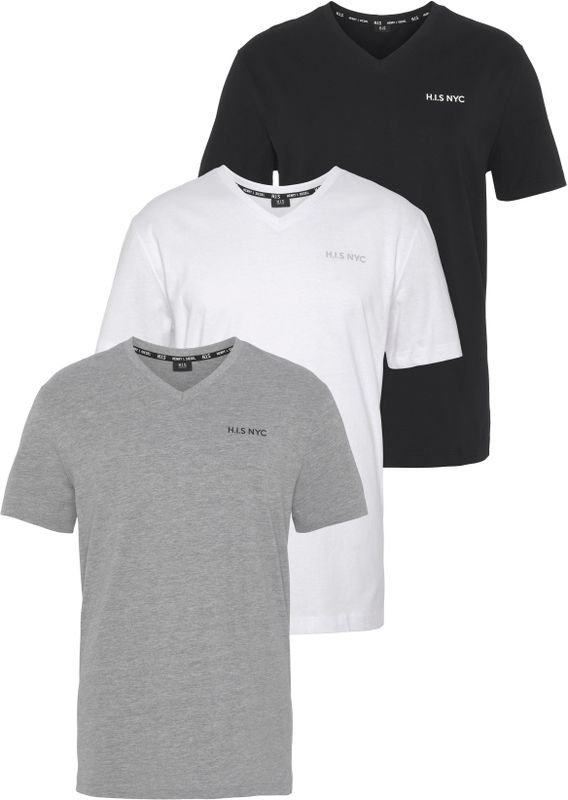 H.I.S V-Shirt, (3-er Pack), Kurzarm, Slim Fit, aus Baumwolle
