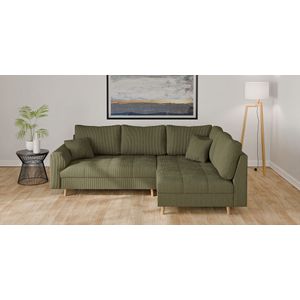 Home affaire Ecksofa "CHARRE L-Form mit Ottomane, Maße B/T/H: 231/161/81 cm", feine Steppung, lose Rücken- und Zierkissen, auch in Cord und Bouclé