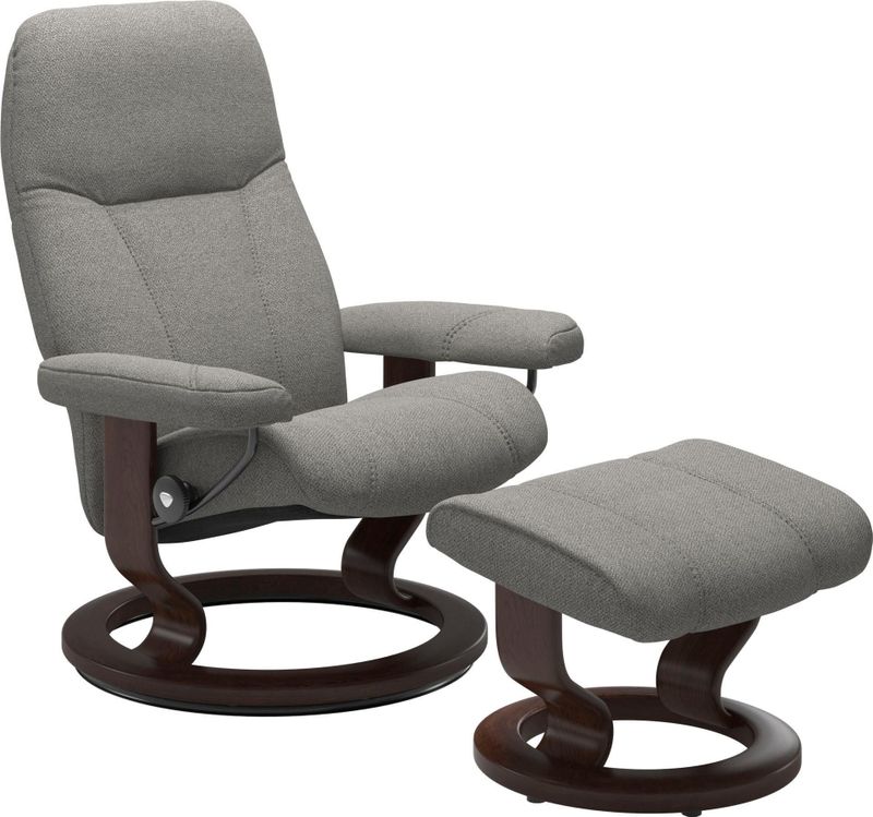 Stressless Relaxsessel "Consul", (Set, Relaxsessel mit Hocker), mit Hocker, mit Classic Base, Größe S, Gestell Braun