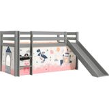 Vipack Spielbett "Vipack Pino", (Made in Europe), Hochbett mit Textil-Set, inkl. Rolllattenrost, Leiter und Rutsche
