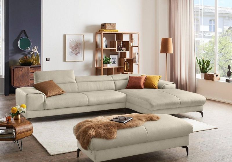 W.SCHILLIG Ecksofa "piedroo, Designsofa mit tollem Sitzkomfort, bequem und elegant, L-Form", Kopfteilverstellung, wahlweise mit Sitztiefenverstellung, Breite 343cm