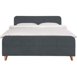 TOM TAILOR HOME Boxspringbett "NORDIC BOX", mit Knopfheftung im Kopfteil und Fußteil, Füße in Buche natur