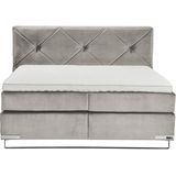 GALLERY M branded by Musterring Boxspringbett "Dubai", Kufe in Chrom, 3 Härtegrade, Kopfteil mit Knopfheftung
