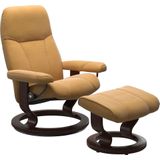 Stressless Relaxsessel "Consul", (Set, Relaxsessel mit Hocker), mit Hocker, mit Classic Base, Größe M, Gestell Braun