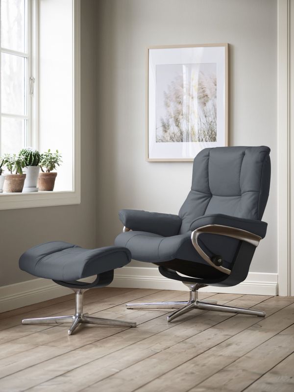 Stressless Relaxsessel "Mayfair", (Set, Relaxsessel mit Hocker), mit Hocker, mit Cross Base, Größe S, M & L, Holzakzent Schwarz