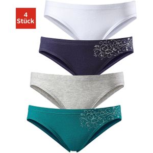 petite fleur Bikinislip, (Packung, 4 St.), schöner Basic für jeden Tag, mit floralem Glitzerdruck