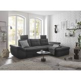 ED EXCITING DESIGN Ecksofa "Alija L-Form", frei im Raum stellbar, Schlaffunktion, Kopfstützen, Armteilverstellung