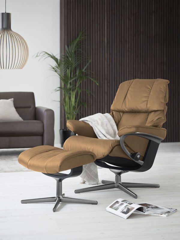 Stressless Relaxsessel "Reno", mit Cross Base, Größe S, M & L, Holzakzent Schwarz