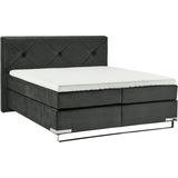 GALLERY M branded by Musterring Boxspringbett "Dubai", Kufe in Chrom, 3 Härtegrade, Kopfteil mit Knopfheftung