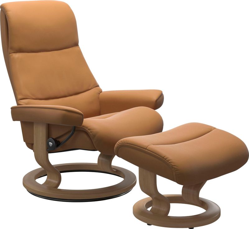 Stressless Relaxsessel "View", (Set, Relaxsessel mit Hocker), mit Classic Base, Größe L,Gestell Eiche