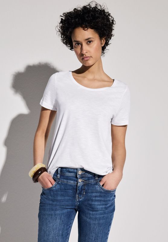 STREET ONE V-Shirt, mit abgerundetem V-Ausschnitt
