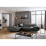 W.SCHILLIG Ecksofa "piedroo, Designsofa mit tollem Sitzkomfort, bequem und elegant, L-Form", Kopfteilverstellung, wahlweise mit Sitztiefenverstellung, Breite 303cm