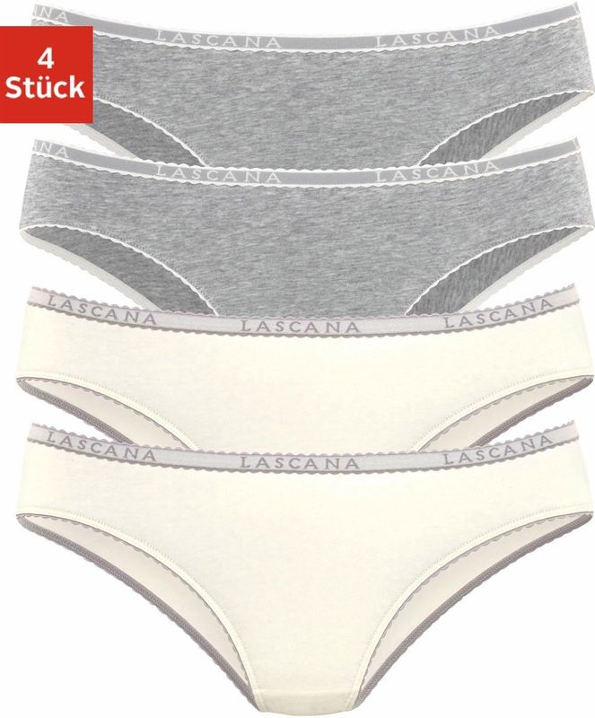 LASCANA Slip, (4er-Pack), aus elastischer Baumwoll-Qualität