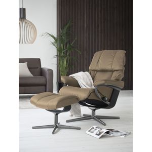 Stressless Relaxsessel "Reno", (Set, Relaxsessel mit Hocker), mit Hocker, mit Cross Base, Größe S, M & L, Holzakzent Schwarz