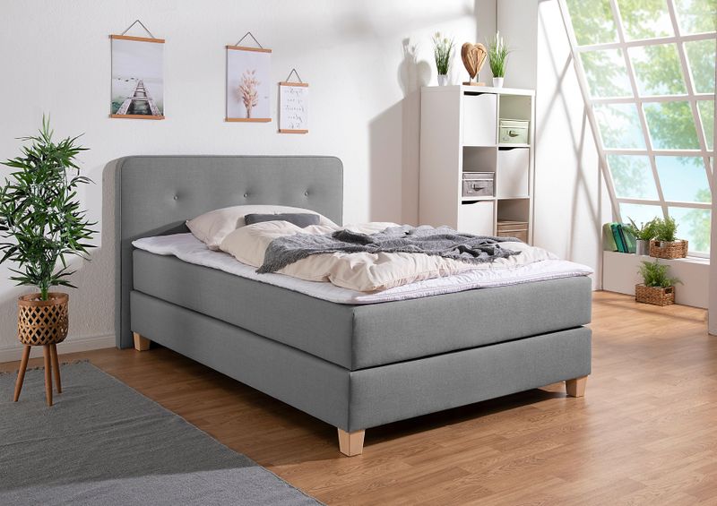 Home affaire Boxspringbett "Fargo", inkl. Topper, in 3 Matratzenarten, in Samt- oder Strukturstoff