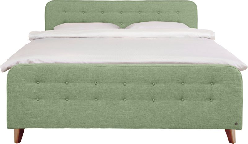 TOM TAILOR HOME Boxspringbett "NORDIC BOX", mit Knopfheftung im Kopfteil und Fußteil, Füße in Buche natur