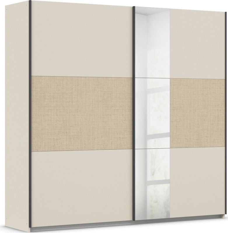 rauch Schwebetürenschrank "Senja", mit Spiegel und Bauchbinde in angesagter Rattan-Optik