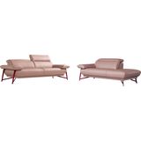 Egoitaliano Polstergarnitur "Anais, Design mit hohem Sitzkomfort für mehr Bequemlichkeit", Set: bestehend aus Sofa und Ottomane, inkl. Kopfteilverstellung
