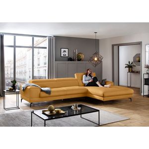 W.SCHILLIG Ecksofa "piedroo, Designsofa mit tollem Sitzkomfort, bequem, L-Form", Kopfteilverstellung, wahlweise mit Sitztiefenverstellung, Breite 343cm