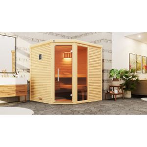 weka Sauna "Design-Sauna CUBILIS 2", Blockbohlen im wekaLine-Profil, Fensterelement, Ganzglastür