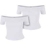 URBAN CLASSICS T-Shirt "Urban Classics Ladies Organic Off Shoulder Rib Tee 2-Pack", (1 tlg.)