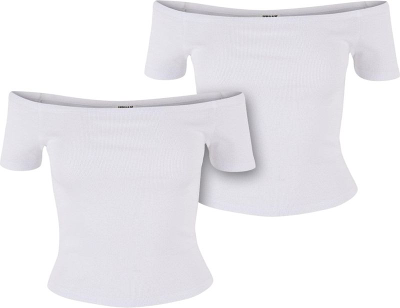 URBAN CLASSICS T-Shirt "Urban Classics Ladies Organic Off Shoulder Rib Tee 2-Pack", (1 tlg.)