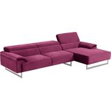 Egoitaliano Ecksofa "Malika, L-Form", mit Recamiere, inkl. Kopfteilverstellung und chromfarbenen Metallfüßen