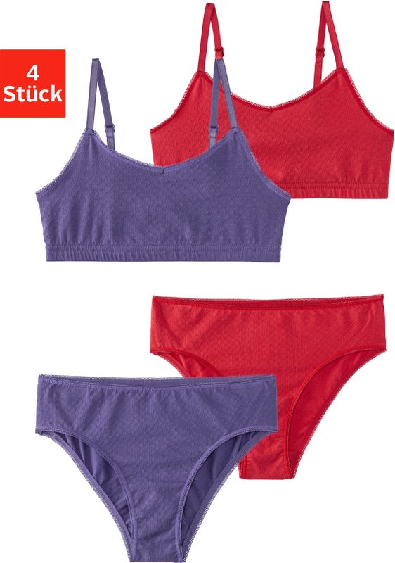 Buffalo Set: Bustier, (Set, 4 tlg., mit Slip), mit schöner Spitzenkante