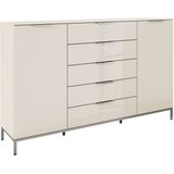 rauch Schubkastenkommode "Kommode Türkommode Sideboard Kombikommode FLIPP mit Glasfront", (Breite 160/180 cm mit 4 Einlegeböden), 2-türig, 5 Schubladen, Soft-Close, Oberboden und Front Glas, 2 Breiten
