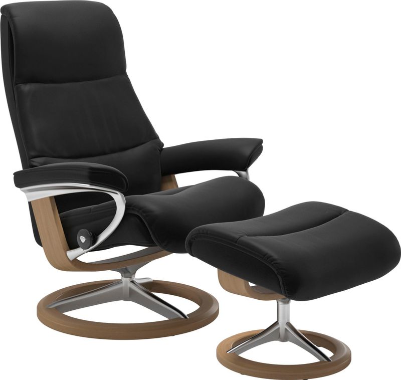 Stressless Relaxsessel "View", (Set, Relaxsessel mit Hocker), mit Signature Base, Größe S,Gestell Eiche