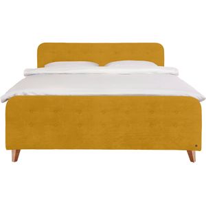 TOM TAILOR HOME Boxspringbett "NORDIC BOX", mit Knopfheftung im Kopfteil und Fußteil, Füße in Buche natur