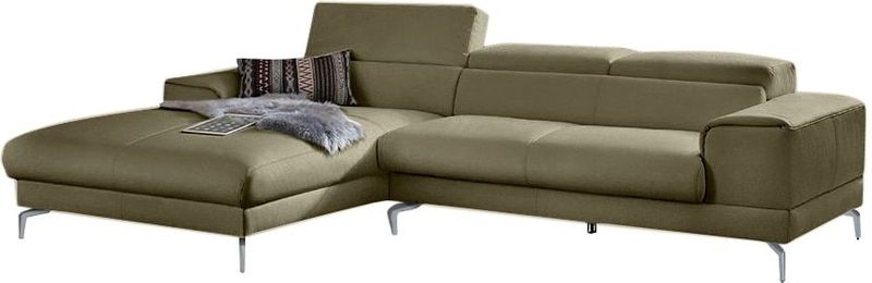 W.SCHILLIG Ecksofa "piedroo, Designsofa mit tollem Sitzkomfort, bequem und elegant, L-Form", Kopfteilverstellung, wahlweise mit Sitztiefenverstellung, Breite 303cm