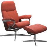 Stressless Relaxsessel "Consul", (Set, Relaxsessel mit Hocker), mit Hocker, mit Cross Base, Größe S, M & L, Holzakzent Braun