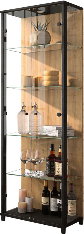 fif möbel Vitrine "OPTIMA", Standvitrine, Vitrinenschrank, Glasvitrine, Sammlervitrine, LED