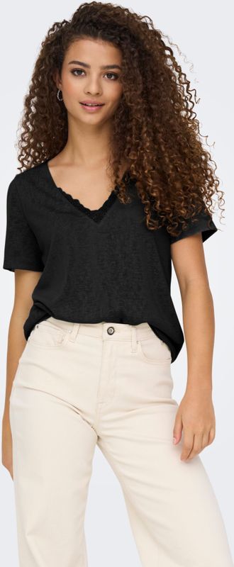 ONLY V-Shirt "ONLZOLA LIFE S/S V-NECK LACE TOP JRS"