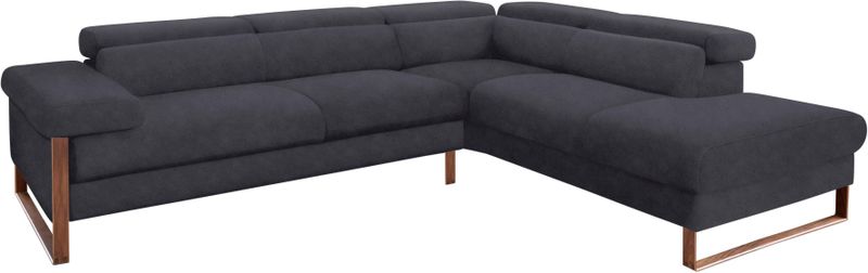 W.SCHILLIG Ecksofa "finn, Designsofa mit tollem Sitzkomfort, bequem, L-Form", German Design Award 2016, Fußgestell Nussbaum natur, Breite 281 cm