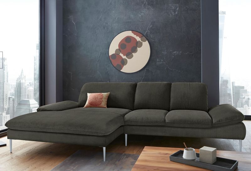 W.SCHILLIG Ecksofa "enjoy&MORE, Designsofa, elegant und bequem, L-Form", mit Sitztiefenverstellung, Füße silber matt, Breite 310 cm