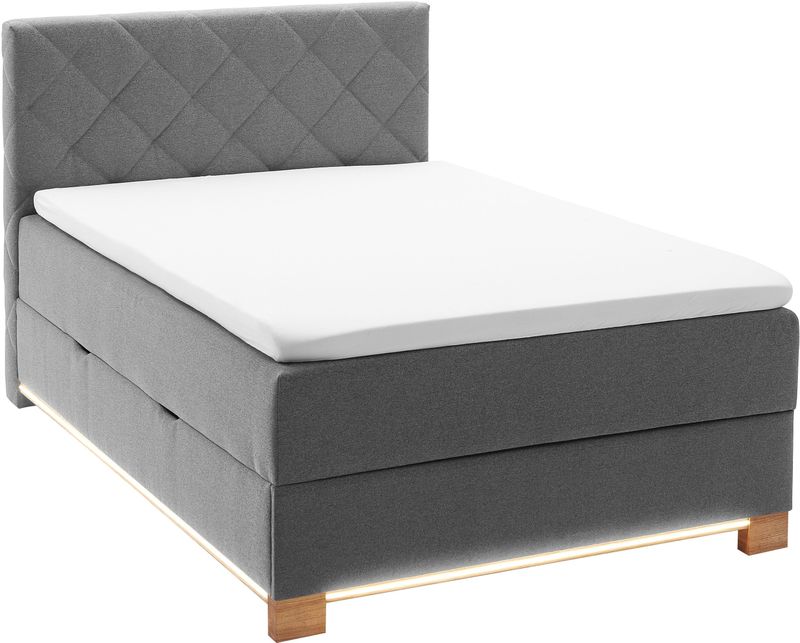 meise.möbel Boxspringbett "Messina", inkl. Bettkasten, LED-Beleuchtung und Topper