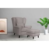 Home affaire Sessel "Ohrensessel CHISTELLE, wahlweise mit Polsterhocker", mit Wellenunterfederung, Maße: B/T/H: 81/87/99 cm