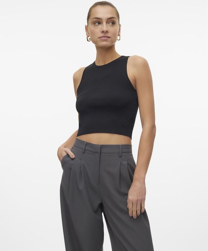 Vero Moda Strickpullover "VMGINNY SL O-NECK CROP TOP NOOS"