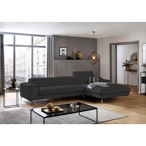W.SCHILLIG Ecksofa "piedroo, Designsofa mit tollem Sitzkomfort, elegant und bequem, L-Form", Kopfteilverstellung, wahlweise mit Sitztiefenverstellung, Breite 343cm