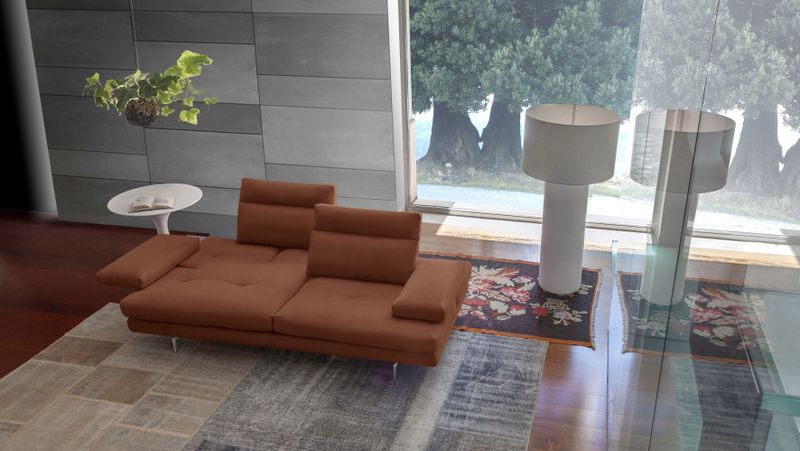 CALIA ITALIA 3,5-Sitzer "Toby Wing, italienisches Designsofa mit erstklassigem Sitzkomfort", inklusive Sitztiefenverstellung, Füße in Chrom glänzend